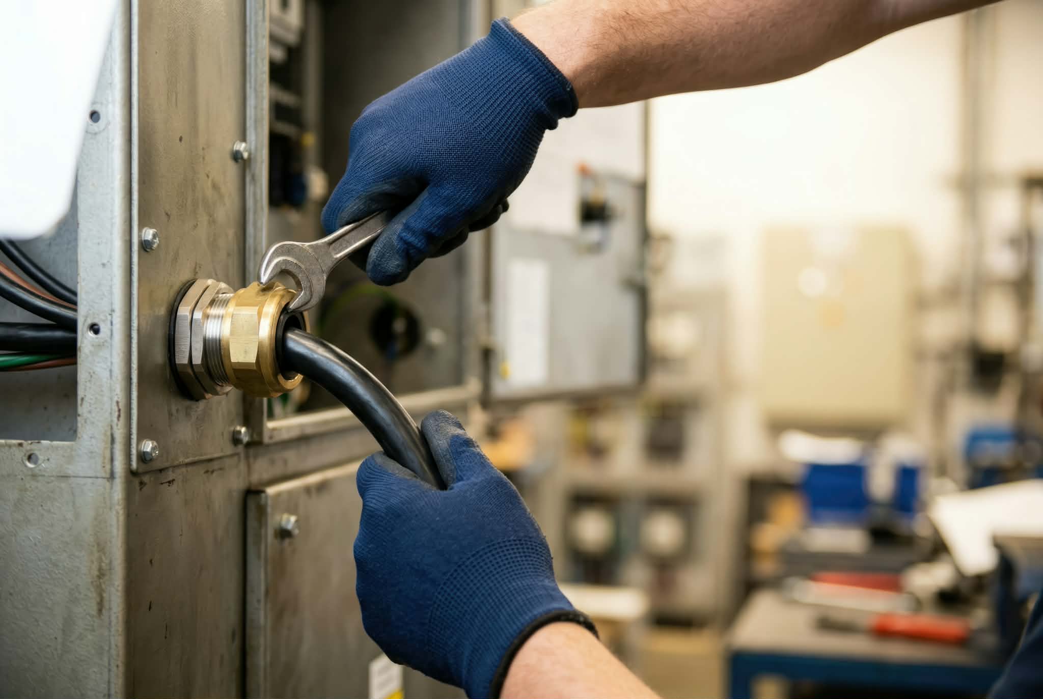 Electrician testing electrical installation